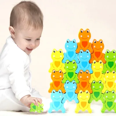 Montessori Pretend Fishing Game Wooden Educational Toys Wooden Popular Frog Fishing Toys Set