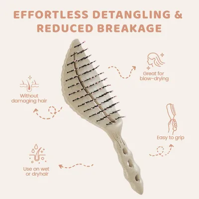Custom Logo Anti Static Detangle Hair Brush, Detangling Wet Hairbrush for Women, Men, Kids, Vented Detangler for Blow Drying