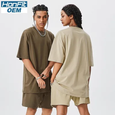 Customized logo Summer Breathable Plus Sized Outfit Casual Sweatsuit t Shirt Shorts Sets for Men