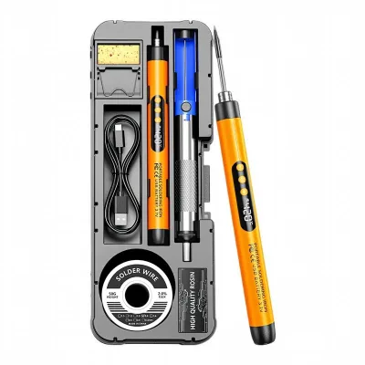 1000mAh USB Digital Display Soldering Iron Wireless Electronic Circuit Welding Tool with Desoldering Pump Orange