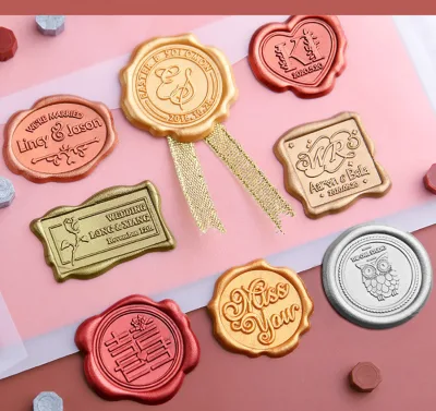 Custom Logo Wax Label Stickers for Letter Envelopes Wedding Invitations Wine Bottle Embellishments