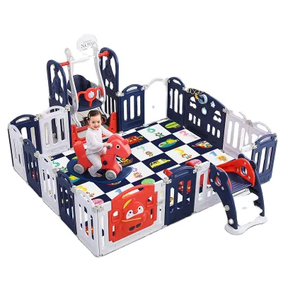 Playard Baby Playpen Kids Activity Center Safety Play Yard Baby Fence Play Area Baby Gate Home Indoor Outdoor Multicolor Plastic