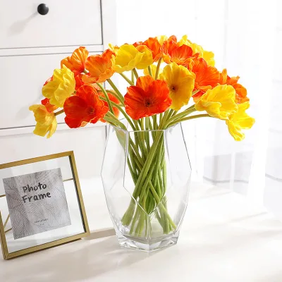 High Quality PU Poppy Flower Realistic Wedding Background Decoration and Photography Props for Christmas Artificial Flowers