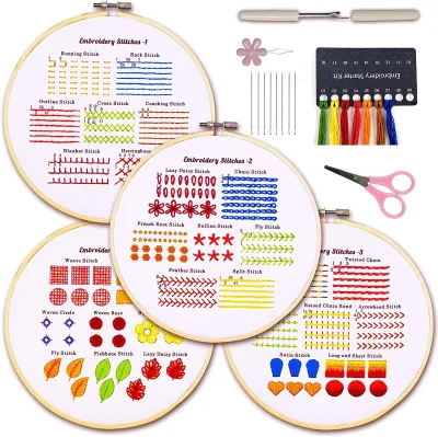 4 Cross-stitch Kit Printed Cross-stitch Diy Embroidery Kit Set With Accessory for Beginners