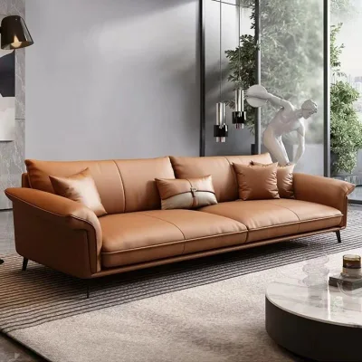 Customized Whole House Furniture Minimalism Sectional Sofa Living Room Furniture 3 4 Seat Luxury Leather Modular Hotel Villa