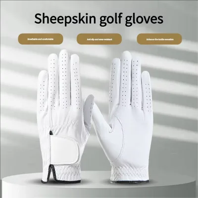 Soft Golf Gloves Sweat Wicking Anti Slip Customizable Wrist Strap Outdoor Training Competition Leather Gloves