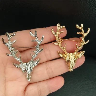 Retro Deer Horn Alloy Brooch Corsage High-end Men's and Women's Suit Accessories High-grade Pin Christmas Gift Niche