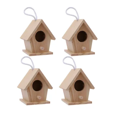 Natural Unfinished Handmade Christmas Wood Bird House Cheap Bird Houses Small Wooden Bird Houses