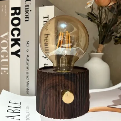New Gift Item Warm-light Tungsten-filament Rechargeable Desk Lamp Creative Retro Glass Bedside Night Light Adjustable Brightness
