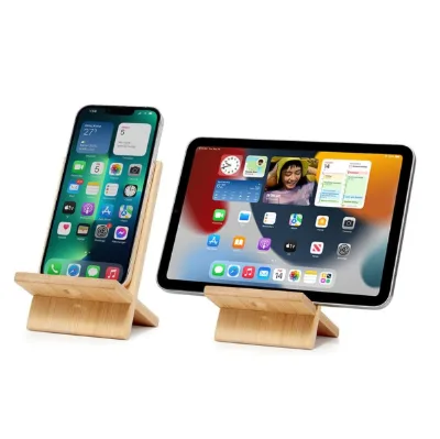 Detachable Bamboo Durable Handmade Mobile Phone Holder with Storage for Desk Tablet Stand Gift