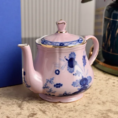 Luxury Pink Italian Style Porcelain Coffee Pot Sugar Jar Milk Jar Set for Hotels and Homes New