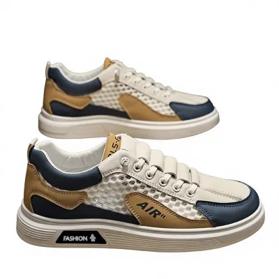 Summer Men's Hollowed-Out Running Shoes Comfortable Soft-Soled Head Toe Trendy Sneakers Thin Mesh Breathable Skate Shoes Solid