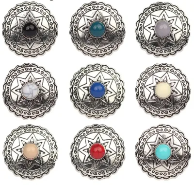 Zinc Alloy 29mm Button Retro Round Star Decorative Buttons Charms for DIY Jewelry Finding Accessories