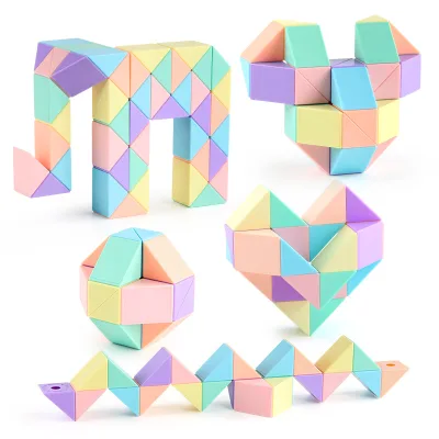 24/36/48/72 Section Foldable 3D Magic Cube Ruler Rainbow Color Kindergarten Intellectual Educational Toys Gift for Children