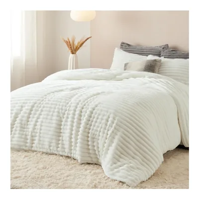 Modern Style Soft Touch Faux Fur Warmth Deep Sleeping Fluffy Bed Comforter Set
