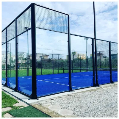 Panoramic Padel Court Golf Paddle Court Steel 100% PE 6-8 Year Warranty 12mm Pile Height 58800 Density GGGRASS GG01 CE