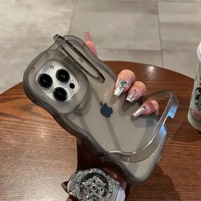 Good Quality Girl Woman Simple Transparent Frosted Phone Case with Shockproof Holder Lens Protection Mobile Phone Cases
