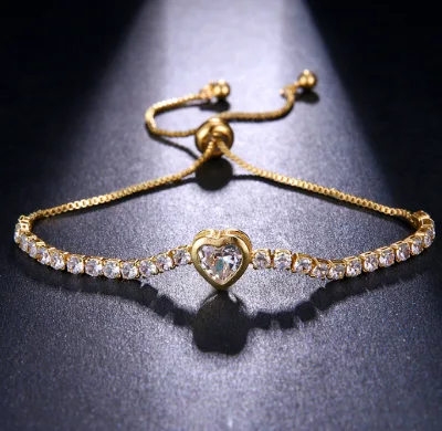 Simple Zircon Gold Plated Heart Tennis Bracelet High Quality Tennis Bracelet for Women