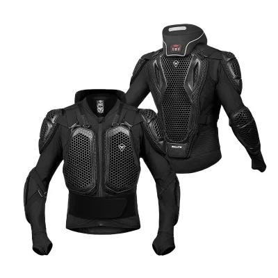 Motorcycle Anti-Fall Full Sleeve Hard Jacket with Neck Protector Slim-Fit Off-Road Riding