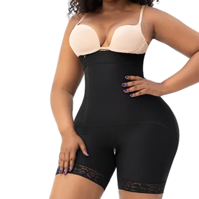 Tummy Control  Fat Compression  High Waist Butt Lifter Side Zipper and Open Crotch With Zipper Control Panties Plus Size Girdle