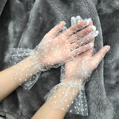 Bridal Lace Gloves Wrist Length Mesh Finger Gloves Party Formal Wedding Accessories Sexy Short Dance Gloves
