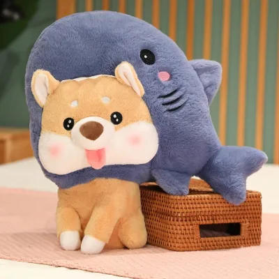 High Quality Cute Dog & Shark Plush Toy with PP Cotton Filling Polyester Material 30cm/45cm Sizes Unisex Kids' Party Gift