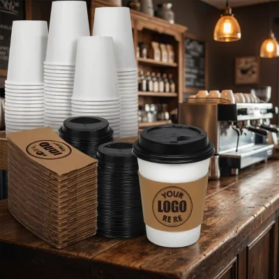 Wholesale Custom Printed Paper Cups for Drinks Food Disposable Food-Grade Leakproof Party Cups for Catering and Household Use