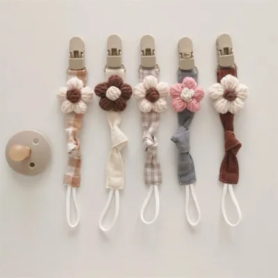 Korean-style Handmade Knitted PC Pacifier Clip Baby Pacifier Teether Anti-loss Chain Fabric Pacifier Strap Drop-proof