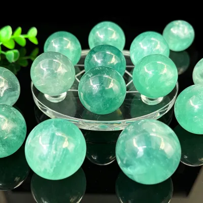 Polished Natural Fluorite Healing Crystal Sphere Green Fluorite Quartz Sphere Ball for Decoration