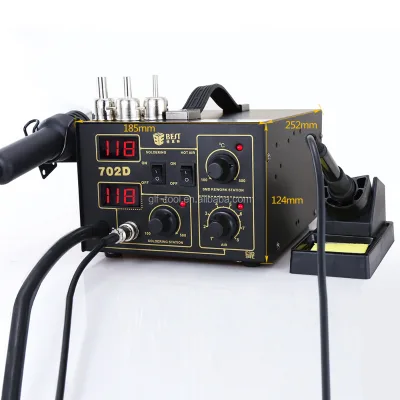 BST-702D 2-in-1 DIY Digital Display Rework Station Electric Power Source Soldering Iron and for Heat Gun