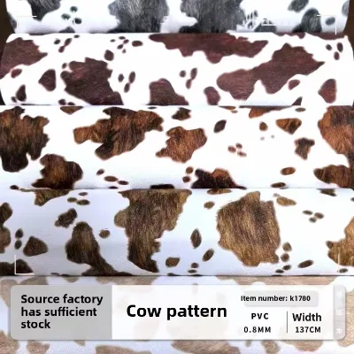 0.8MM Cow-pattern Printed PVC Napped Backing Abrasion-Resistant Thickperfect for Luggage Cosmetic Bags Home K1780