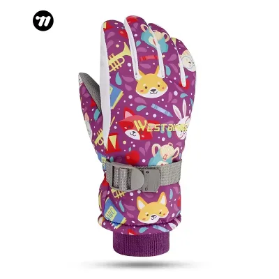 WEST BIKING Warm Breathable Bicycle Children's Warm Gloves Windproof Comfortable Cycling Kid Gloves Durable Portable Bike Gloves
