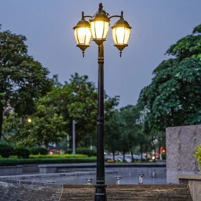 European Street Lamp Courtyard Lawn Waterproof Lamp Landscape Park Villa Community Double Headed 3M High Pole