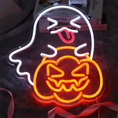 LED Ghost Neon Sign Halloween Party Bat Indoor Home Window Decorations Electronic Indoor Signs Cheerleading Products