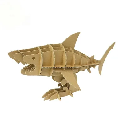 3D Corrugated Cardboard Puzzle Shark Paper Model Ocean Animals Toys