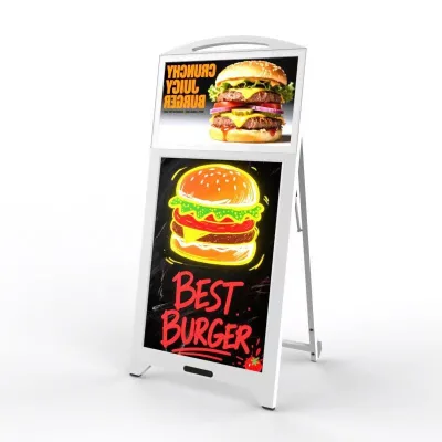 Portable 21.5 Inch Digital Poster Smart Advertising Players Add 32 Inch Erasable Fluorescent Panel for Retail Store