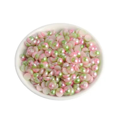 Cheap Multi Size Half Round Cut AB Gradient Color Flat Back Loose Pearl Beads for Clothe Phone Case Sticker DIY Decor Accessory