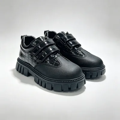 hai Boys Black  Leather student  party Shoes  thick Sole plus size casual daily shoes