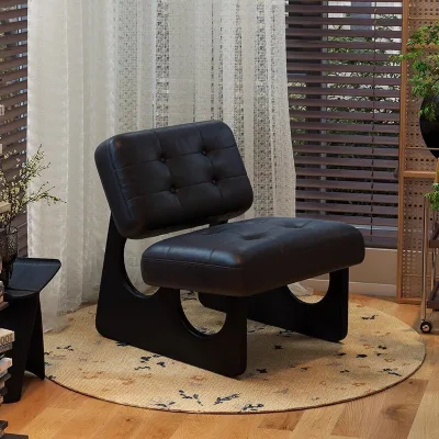 Nordic Wabi Sabi Style Single Leisure Sofa Chair Unique Wax Leather Living Room Armless Chair