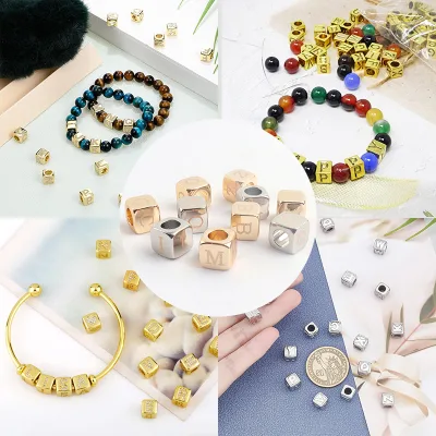 Custom A-Z Letter Number Name Dice Necklace Bracelet Sets for Women Men Zinc Alloy Charms Wholesale Low MOQ