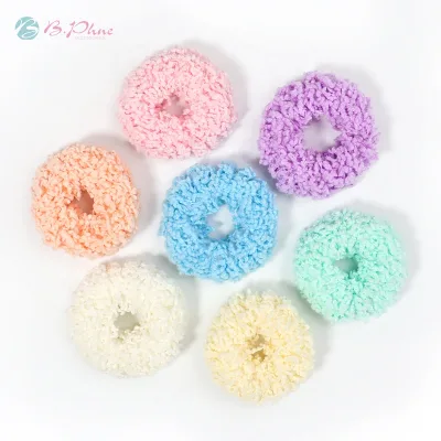 Hot Sale Custom Sherpa Elastic Hair Band Women Colorful Cute Hair Scrunchies