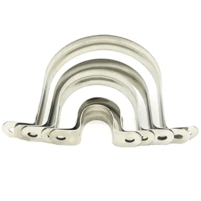 Factory Wholesale OEM Customized 304SS Stainless Steel Hose Clamp 2-Hole U Bracket Zinc Finish Heavy Industry Use