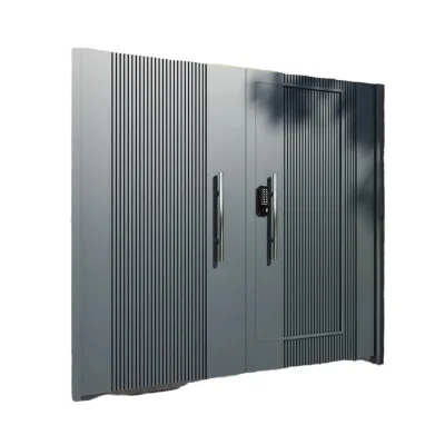 Iron Swing Front Door with Electronic Lock Anti-Theft Security Entrance Door for Villa and Hotel Projects
