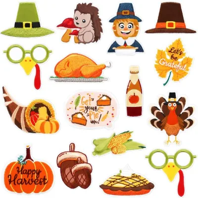 Wholesale Embroidered Halloween Day Theme Pumpkin Turkey Iron on Patches