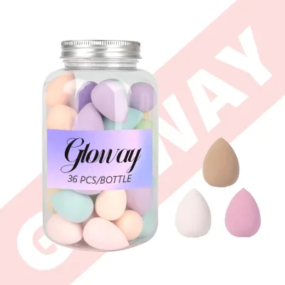Custom Label Facial Makeup Tools 36Pcs Multi Colored Tiny Small Mini Makeup Sponge Set for Foundation Eye Concealer With Bottle