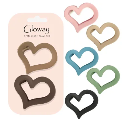 Multicolour Heart-Shaped Matte Nonslip Hair Jaw Clips Cute Styling Accessories Heart Claw Hair Clips Wholesale