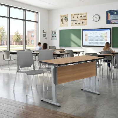 Classroom Furniture Combined Double School Desk and Chair 2 Student University Double School Desk Wooden School Desk