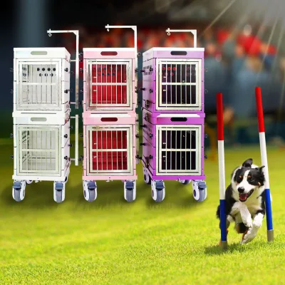 SolidPE Eco-friendly Aluminum Four-wheel Folding Outdoor Dog Competition Pet Trolley with Car Compatibility Beauty Table & Boom