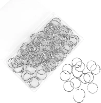 Loose Leaf Binder Office Book Rings 1-Inch100 Pack with Metal Nickel Plated for Key for Index Cards and School Sliver