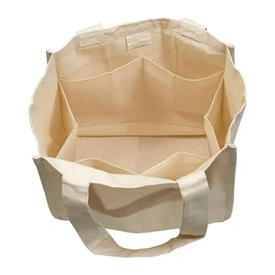 Canvas Lightweight Casual Tote Bag Two Open Cross-Body Strap 6 Internal Sleeves Large Capacity Waterproof Reinforced Washable